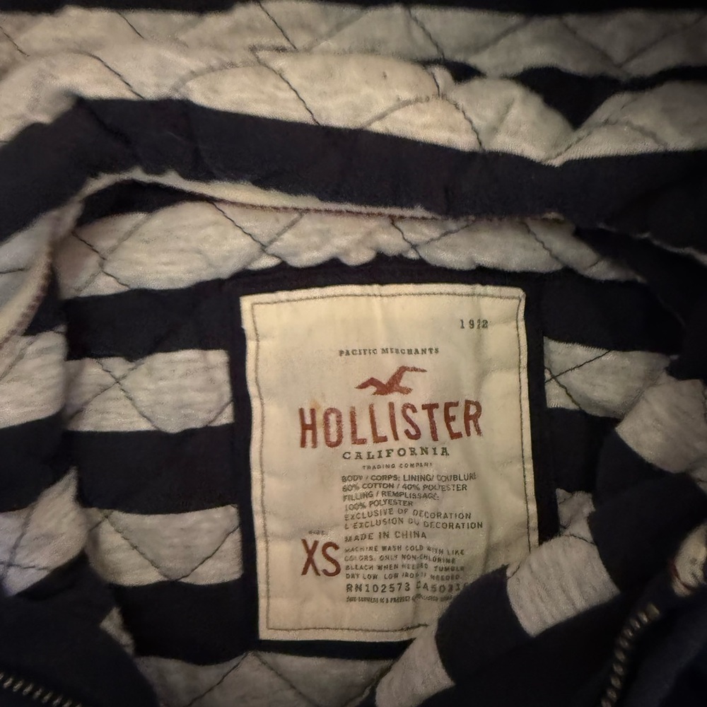 Hollister Navy Hoodie with Striped Hood - Picture 2 of 4